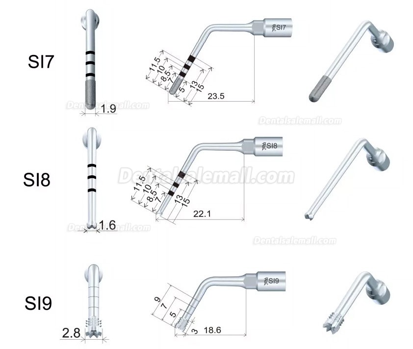 6Pcs/Kit Woodpecker Implant Preparation Tips Kit Sl1 SI2 SI5 SI7 S18 S19